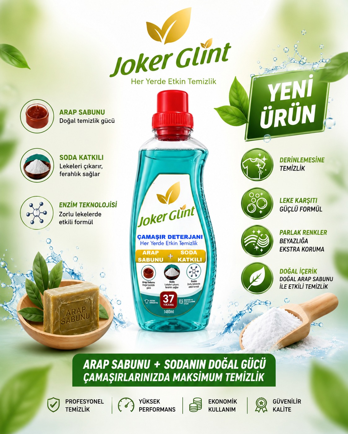 ARAP SABUNU+SODA KATKILI ÇAMAŞIR DETARJANI